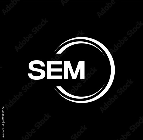 SEM set ,SEM logo. S E M design. White SEM letter. SEM, S E M letter logo design. Initial letter SEM letter logo set, linked circle uppercase monogram logo. S E M letter logo vector design.	