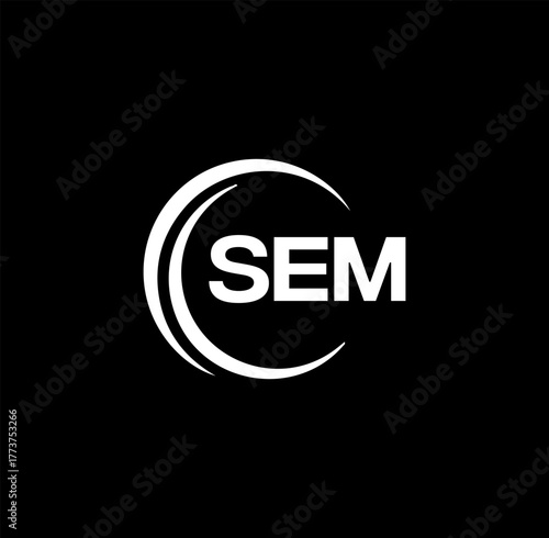 SEM set ,SEM logo. S E M design. White SEM letter. SEM, S E M letter logo design. Initial letter SEM letter logo set, linked circle uppercase monogram logo. S E M letter logo vector design.	