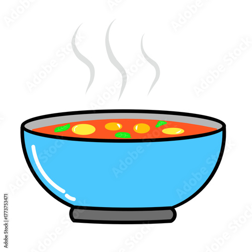 illustration of a bowl of soup with chopsticks