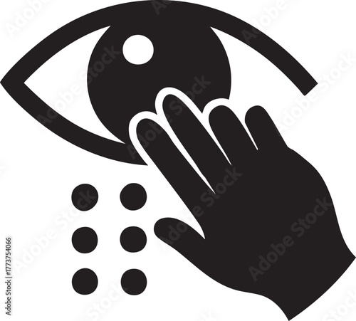 "Braille Reading for Visually Impaired – Eye and Hand Symbol"