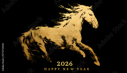 Celebration of the New Year 2026 featuring a majestic horse design