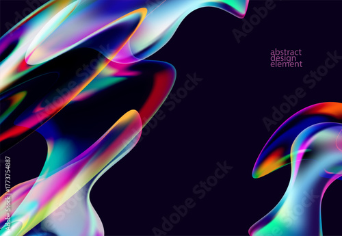 Abstract background of luminescent liquid bubbles. Glass round shapes.