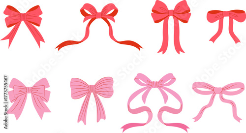 Exquisite hand-painted bow set, vintage hand-painted bow illustrations, Christmas decorative bows.