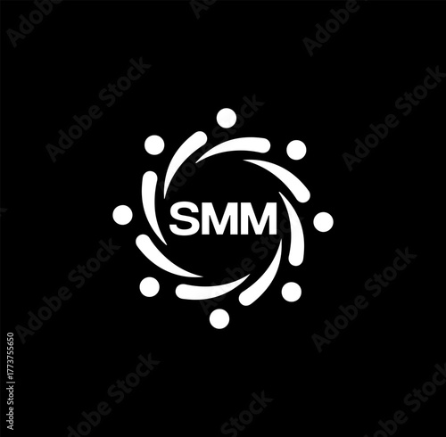SMM set ,SMM logo. S M M design. White SMM letter. SMM, S M M letter logo design. Initial letter SMM letter logo set, linked circle uppercase monogram logo. S M M letter logo vector design.	