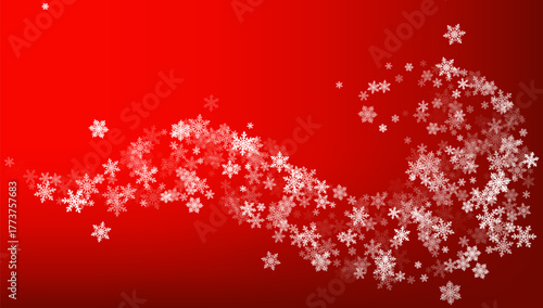 Snow flakes falling macro vector design, christmas snowflakes confetti falling scatter backdrop. Winter snow shapes decor. Windy flakes falling and flying winter cool vector background.