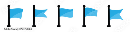 Set of blue flag Shape collection. Flag icon symbol collection. Silhouette set icon flag for decoration graphic. Vector illustration