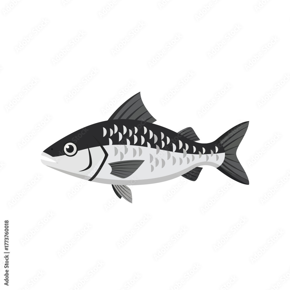 Fototapeta premium Elegant Fish Illustration Simple Black and White Design for Aquatic Themes