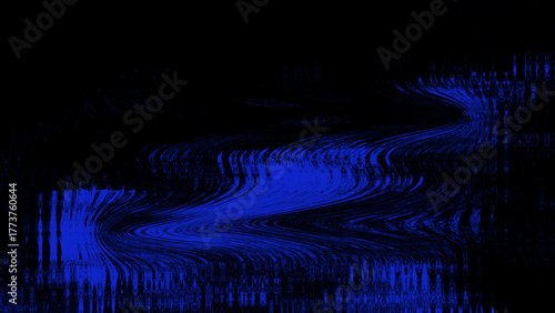 Abstract blue wavy lines on a black background creating a distorted and glitchy effect, perfect for conveying digital disruption and futuristic themes