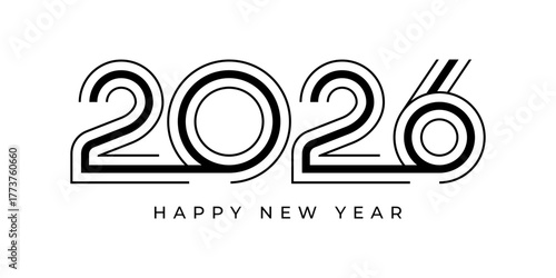 2026 Happy New Year design vector illustration. Unique 2026 logo design template	