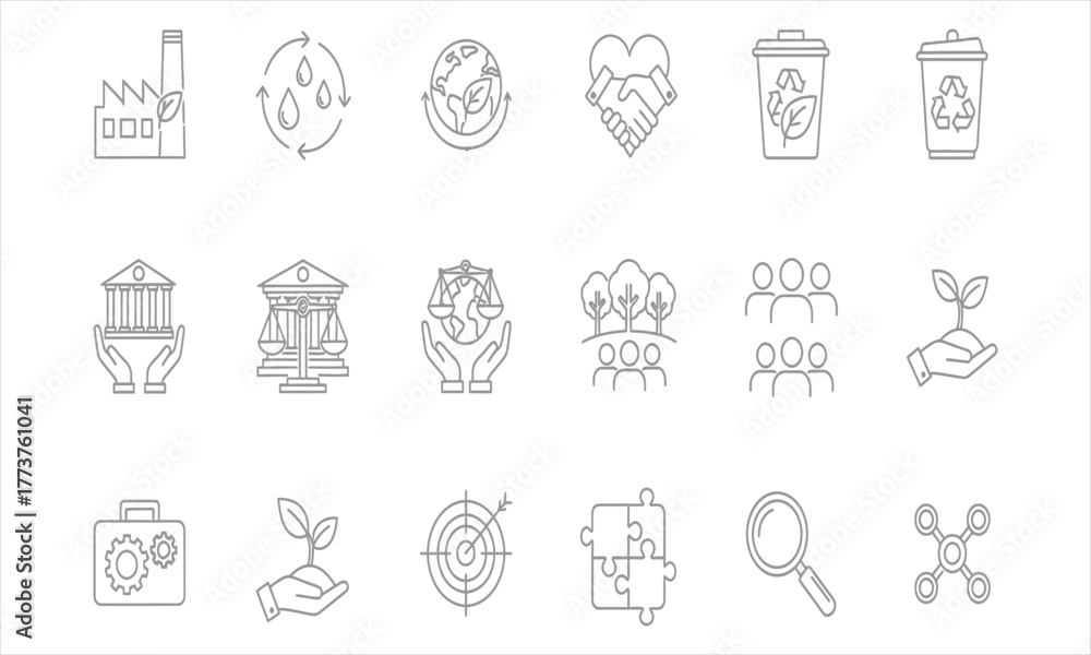Fototapeta premium Eco-friendly icons representing sustainability, recycling, conservation, and environmental awareness for a greener future