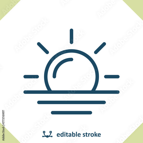 Sun Icon - Weather, Sunset, Sunrise, Sundown, Sunup