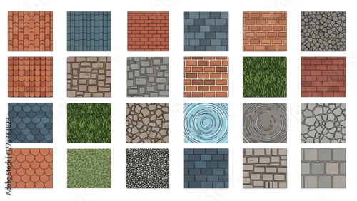 Collection of Various Textured Surfaces and Materials in a Grid Layout