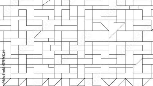 Modern Geometric Abstract Seamless Pattern with Interconnected Lines and Shapes, Minimalist Grid Background Design Element