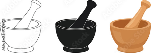 Mortar and pestle grinding spices herbs cooking preparation
