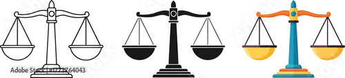Scales of Justice Three Styles Symbol of Balance Law