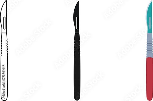 Surgical Scalpel Illustrations for Medical Use and Hospital Equipment