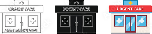 Urgent care clinic building illustrations for medical assistance