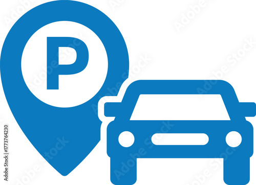 Parking location pointer icon. Map location pointer. GPS destination marker for vehicles. Map marker with letter P sign
