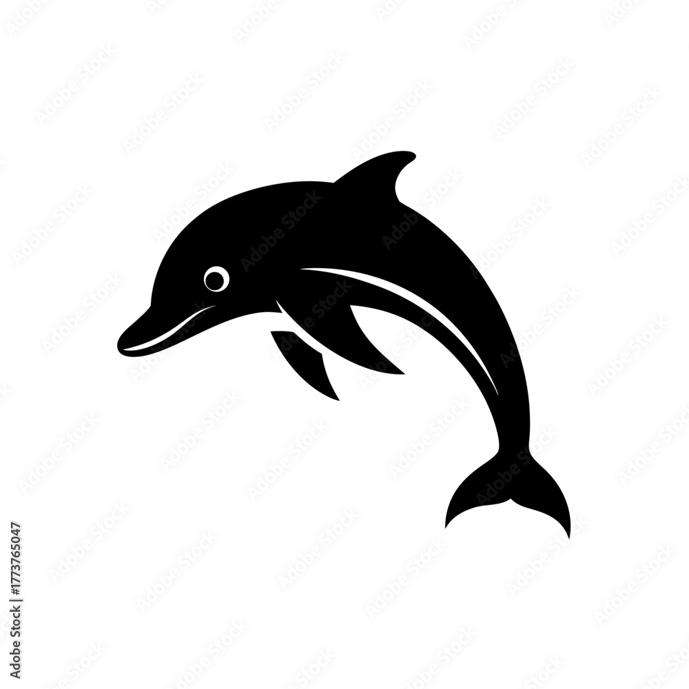Fototapeta premium Silhouette of a jumping dolphin on transparent background