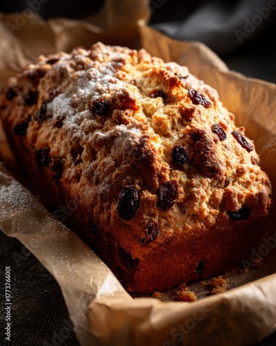 Wallpaper Mural Freshly baked raisin bread loaf in brown parchment paper Torontodigital.ca