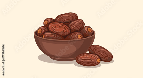 A delightful bowl filled with healthy and delicious dried dates offering a sweet and nutritious snack for everyone to enjoy.