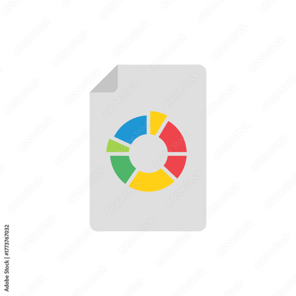 Obraz premium Colorful pie chart displayed on a document represents data analysis and reporting in a business setting, showcasing key performance indicators and financial insights.