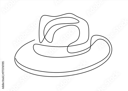 Continuous Line Drawing of a Classic Fedora Hat. line icon-continuous line drawing. Editable stroke. 