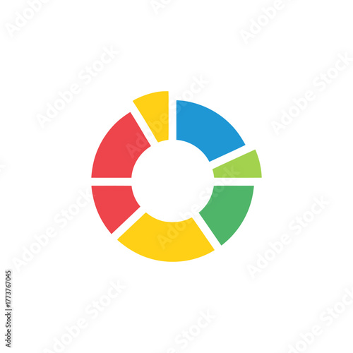Colorful segmented circle represents data analysis in modern business presentation, symbolizing growth and progress with a vibrant and optimistic theme.