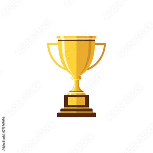 Golden trophy standing proudly on a dark brown base, symbolizing victory and achievement in a competitive event, radiating success and prestige.