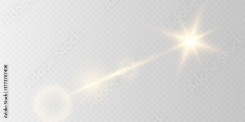 Realistic Sun Flare Rays and Glow Effect PNG Vector Illustration.