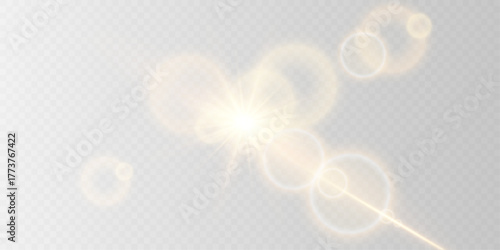 Vector Transparent Sunlight Lens Flare Light Effect PNG.