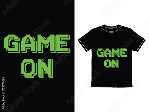 Game On pixel art isolated design with t shirt template vector illustration design