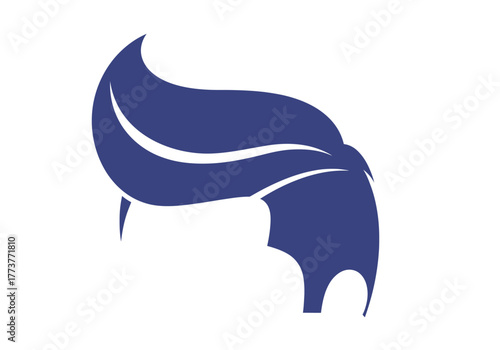 Blue hair silhouette with a stylized wave detail