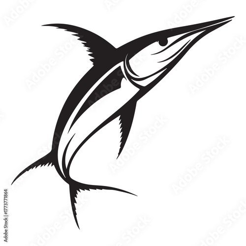 Hunting Marlin silhouette, a fearless chaser of prey - Marlin illustration - Minimalist Marlin vector - Fish silhouette