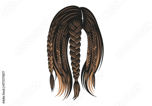 Brown  blonde braided hair graphic dark roots