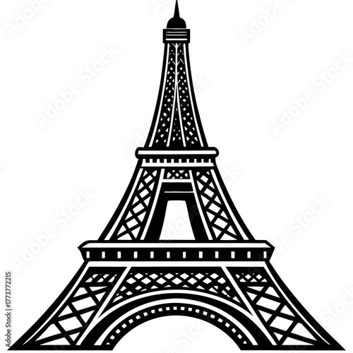 Elegant black silhouette illustration of the iconic eiffel tower a classic parisian landmark