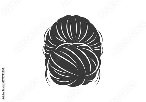 Grey hair bun illustration on white backdrop showing layered strands and curled shape