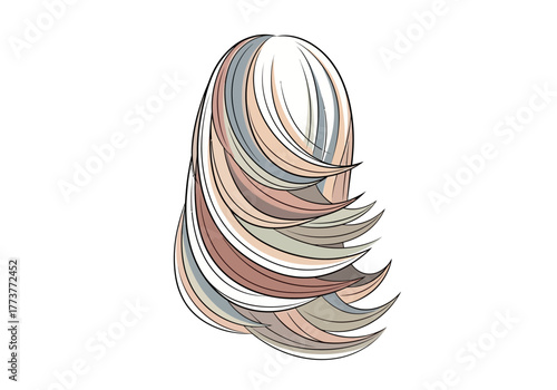 Illustration of long layered blonde and brown hair on a white background