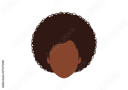 Image of a person with dark curly hair and skin