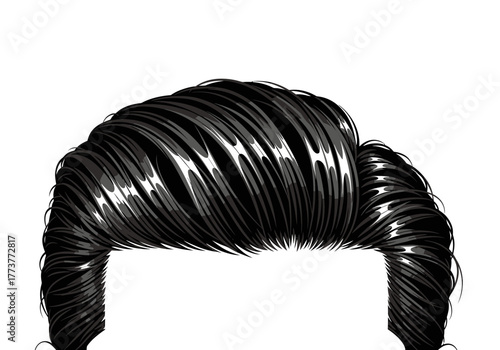 Stylized hair slicked back black detailed graphic no face