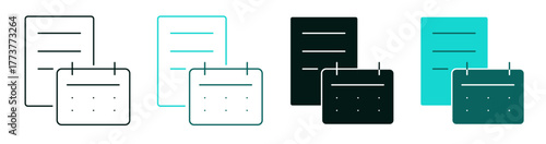 Post Scheduling icon set. Social Media, Marketing or Business concept. Line, solid color or black heart logo for web and UI. Editable vector stroke illustration. Perfect for apps and digital platforms