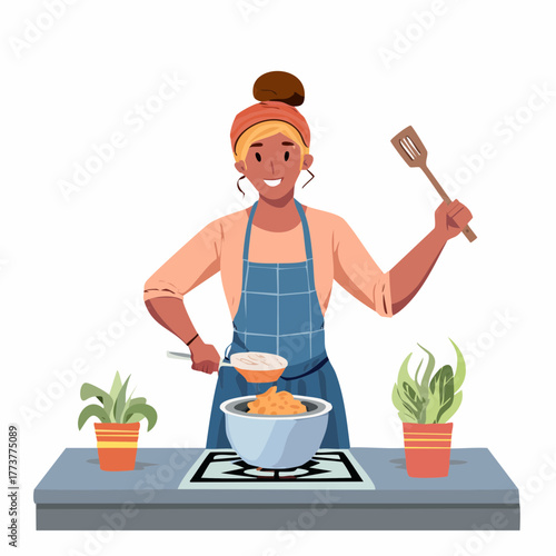 Person cooking on stove – Kitchen, food preparation, home, meal