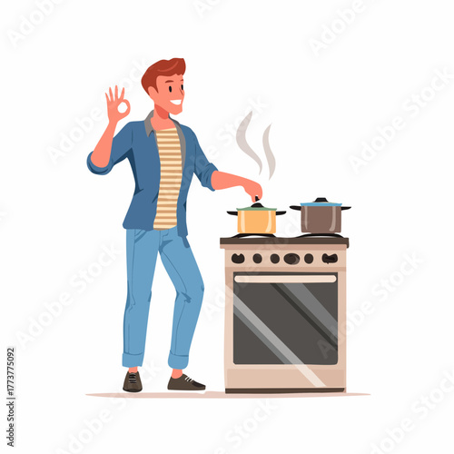 Person cooking on stove – Kitchen, food preparation, home, meal