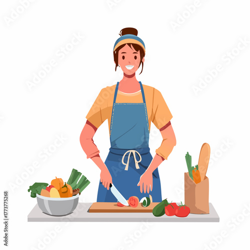 Person preparing a meal by cutting fresh vegetables on a wooden board in a cozy kitchen setting.