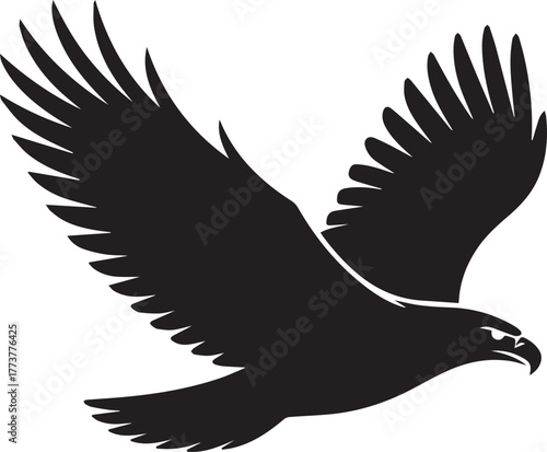 PrClean Vector Icon of Soaring Bird with Spread Wingsint