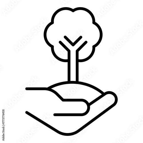 Reforestation Icon. Vector Line Icon