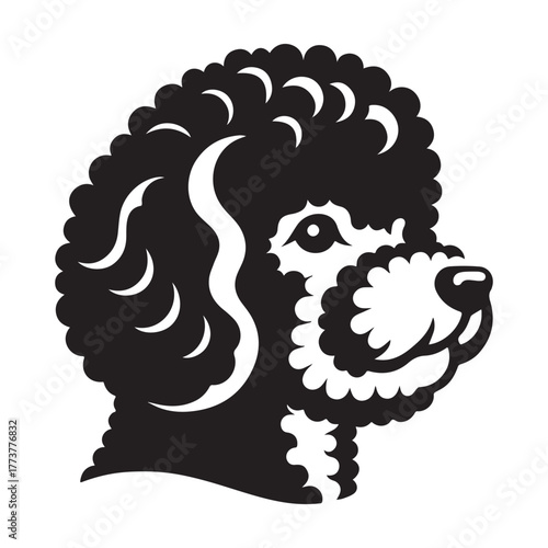 Elegant Poodle Profile: A Detailed Black and White Illustration.