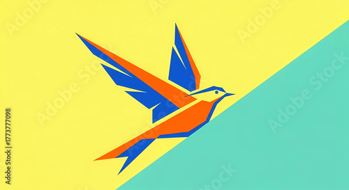 colorful origami bird