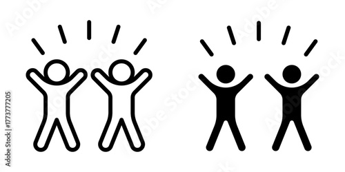 group happy people Icon set. Symbol isolated white background. vector illustration. color editable.