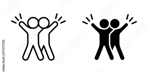 group happy people Icon set. Symbol isolated white background. vector illustration. color editable.